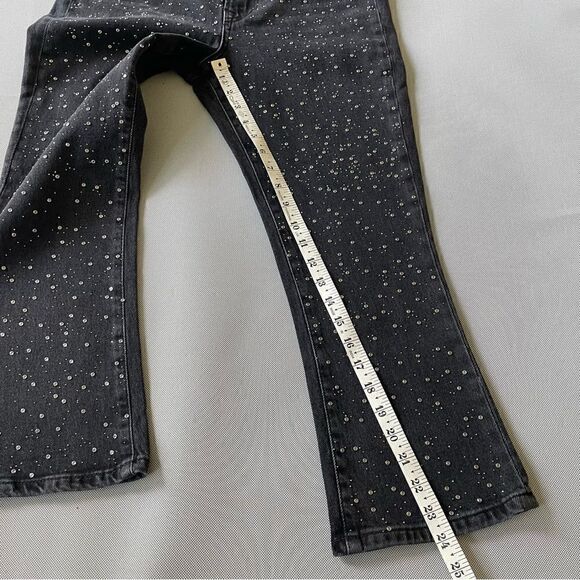 Flared Cropped Black Rhinestone Capri Jeans Size 6S - Picture 3 of 10